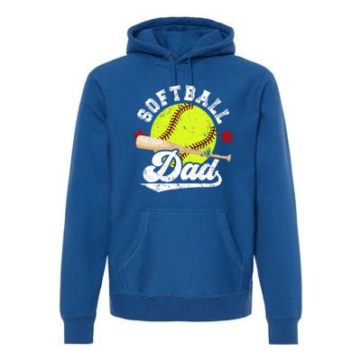 Softball Dad Proud Dad Of A Softball Player Father Gift Premium Hoodie