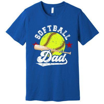 Softball Dad Proud Dad Of A Softball Player Father Gift Premium T-Shirt