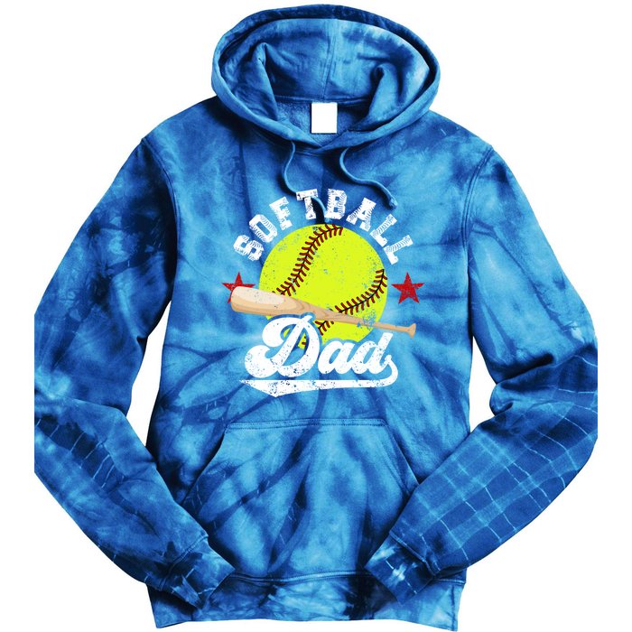 Softball Dad Proud Dad Of A Softball Player Father Gift Tie Dye Hoodie