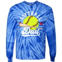 Softball Dad Proud Dad Of A Softball Player Father Gift Tie-Dye Long Sleeve Shirt