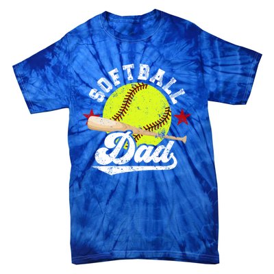 Softball Dad Proud Dad Of A Softball Player Father Gift Tie-Dye T-Shirt