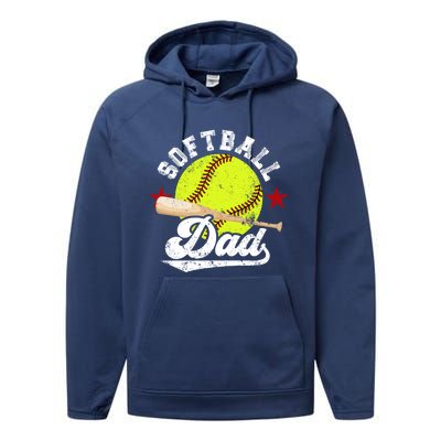 Softball Dad Proud Dad Of A Softball Player Father Gift Performance Fleece Hoodie