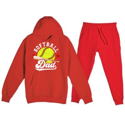 Softball Dad Proud Dad Of A Softball Player Father Gift Premium Hooded Sweatsuit Set