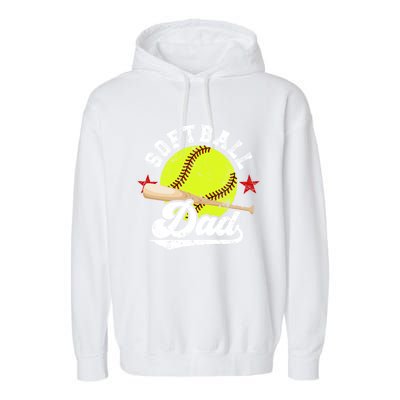 Softball Dad Proud Dad Of A Softball Player Father Gift Garment-Dyed Fleece Hoodie