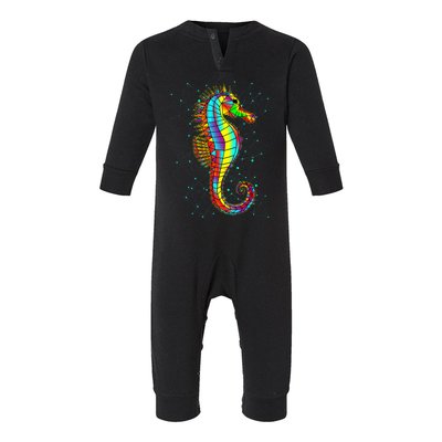 Seahorse Designs Polygon Abstract Bright Colors Sea Creature Infant Fleece One Piece