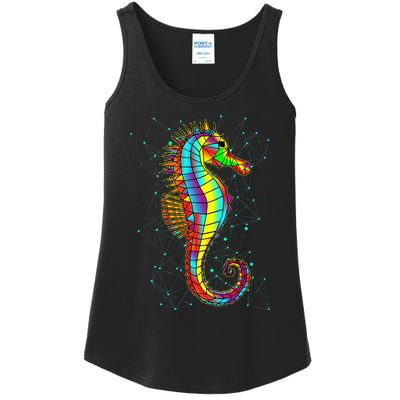 Seahorse Designs Polygon Abstract Bright Colors Sea Creature Ladies Essential Tank