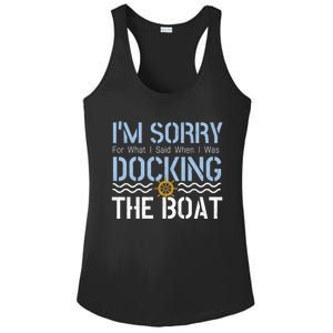 Sorry Docking Pontoon Captain Boat Pontooning Boating Gift Ladies PosiCharge Competitor Racerback Tank