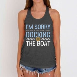 Sorry Docking Pontoon Captain Boat Pontooning Boating Gift Women's Knotted Racerback Tank