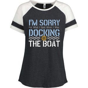 Sorry Docking Pontoon Captain Boat Pontooning Boating Gift Enza Ladies Jersey Colorblock Tee