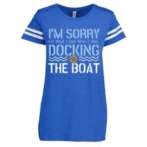 Sorry Docking Pontoon Captain Boat Pontooning Boating Gift Enza Ladies Jersey Football T-Shirt