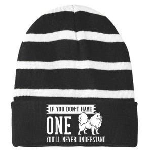 Samoyed Dog Puppies Owner Lover Striped Beanie with Solid Band