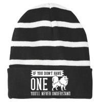 Samoyed Dog Puppies Owner Lover Striped Beanie with Solid Band