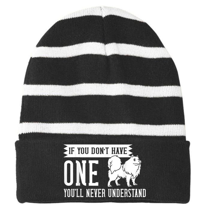 Samoyed Dog Puppies Owner Lover Striped Beanie with Solid Band