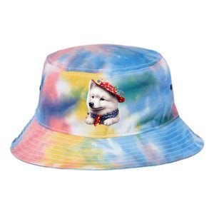 Samoyed Dog Puppy USA Flag Cute Samoyed Puppy Tie Dye Newport Bucket Hat