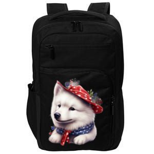 Samoyed Dog Puppy USA Flag Cute Samoyed Puppy Impact Tech Backpack