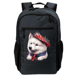 Samoyed Dog Puppy USA Flag Cute Samoyed Puppy Daily Commute Backpack