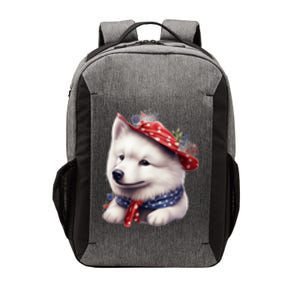 Samoyed Dog Puppy USA Flag Cute Samoyed Puppy Vector Backpack