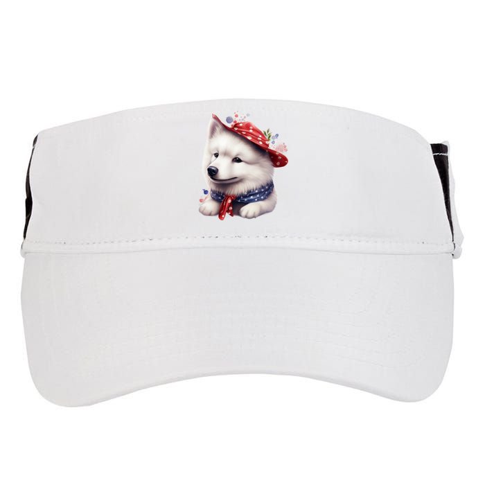 Samoyed Dog Puppy USA Flag Cute Samoyed Puppy Adult Drive Performance Visor