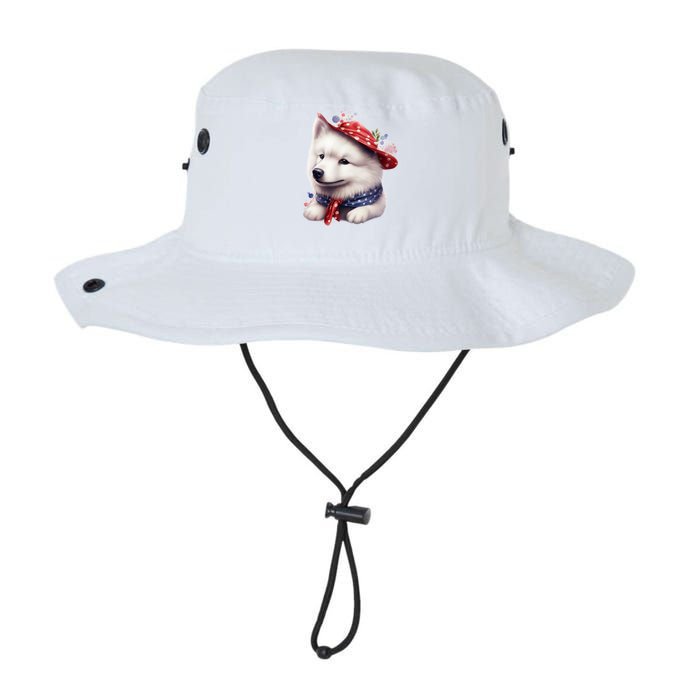 Samoyed Dog Puppy USA Flag Cute Samoyed Puppy Legacy Cool Fit Booney Bucket Hat