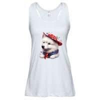 Samoyed Dog Puppy USA Flag Cute Samoyed Puppy Ladies Essential Flowy Tank