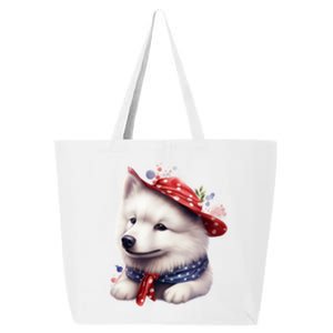 Samoyed Dog Puppy USA Flag Cute Samoyed Puppy 25L Jumbo Tote