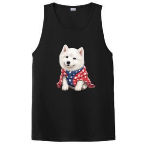 Samoyed Dog Puppy USA Flag Cute Samoyed Puppy PosiCharge Competitor Tank