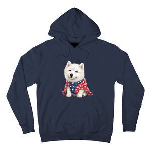 Samoyed Dog Puppy USA Flag Cute Samoyed Puppy Hoodie