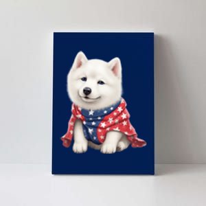 Samoyed Dog Puppy USA Flag Cute Samoyed Puppy Canvas