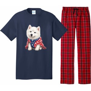 Samoyed Dog Puppy USA Flag Cute Samoyed Puppy Pajama Set