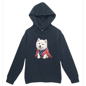 Samoyed Dog Puppy USA Flag Cute Samoyed Puppy Urban Pullover Hoodie