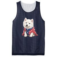 Samoyed Dog Puppy USA Flag Cute Samoyed Puppy Mesh Reversible Basketball Jersey Tank