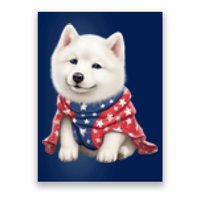 Samoyed Dog Puppy USA Flag Cute Samoyed Puppy Poster