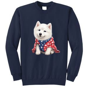 Samoyed Dog Puppy USA Flag Cute Samoyed Puppy Tall Sweatshirt