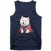 Samoyed Dog Puppy USA Flag Cute Samoyed Puppy Tank Top