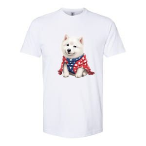 Samoyed Dog Puppy USA Flag Cute Samoyed Puppy Softstyle CVC T-Shirt