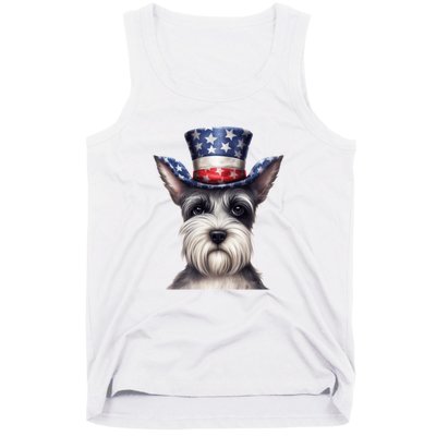 Schnauzer Dog Puppy USA Flag Cute Schnauzer Puppy Tank Top