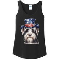 Schnauzer Dog Puppy USA Flag Cute Schnauzer Puppy Ladies Essential Tank