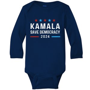 Save Democracy President Kamala Harris For President 2024 Gift Baby Long Sleeve Bodysuit