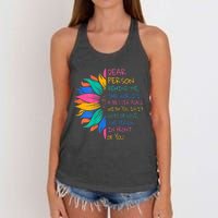 Sunflower Dear Person Behind Me The World Is A Better Place Women's Knotted Racerback Tank