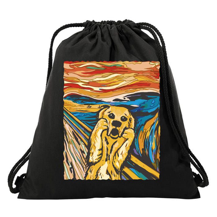 Scream Dog Painting Drawstring Bag