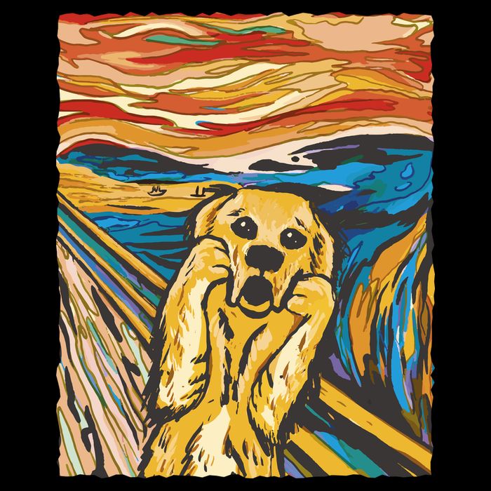 Scream Dog Painting Drawstring Bag