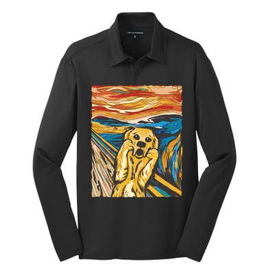 Scream Dog Painting Silk Touch Performance Long Sleeve Polo