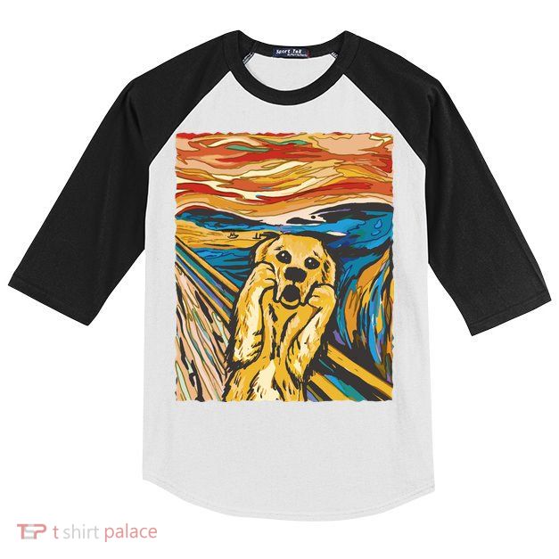 Scream Dog Painting Kids Colorblock Raglan Jersey
