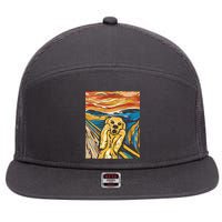 Scream Dog Painting 7 Panel Mesh Trucker Snapback Hat