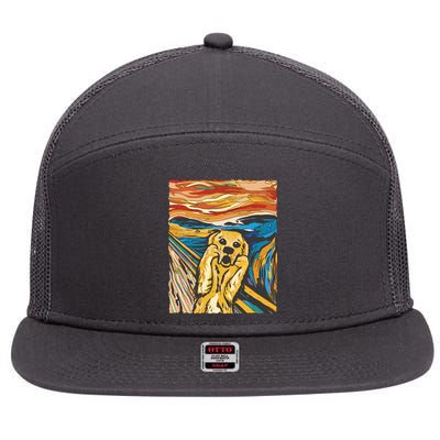 Scream Dog Painting 7 Panel Mesh Trucker Snapback Hat