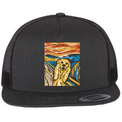 Scream Dog Painting Flat Bill Trucker Hat