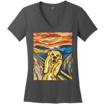 Scream Dog Painting Women's V-Neck T-Shirt