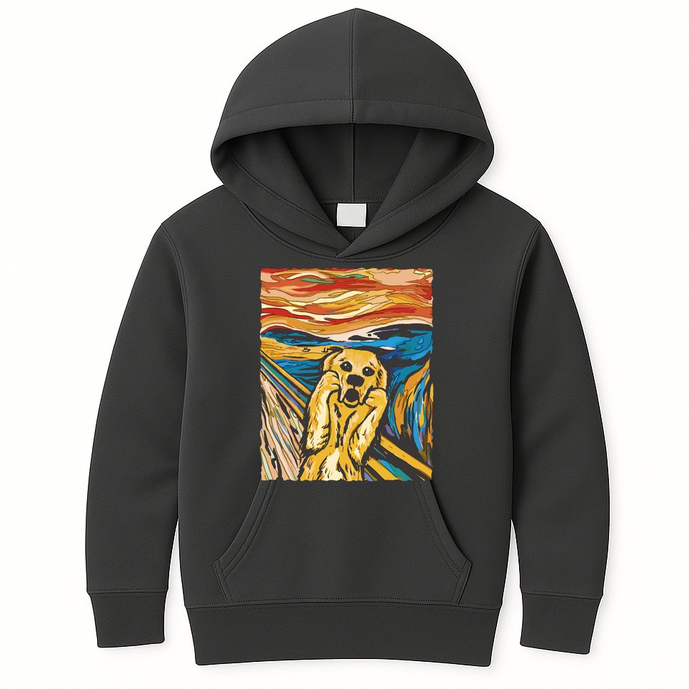 Scream Dog Painting Kids Hoodie