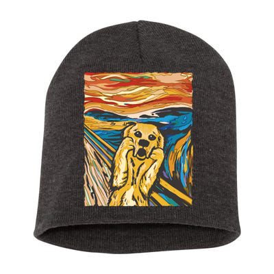 Scream Dog Painting Short Acrylic Beanie