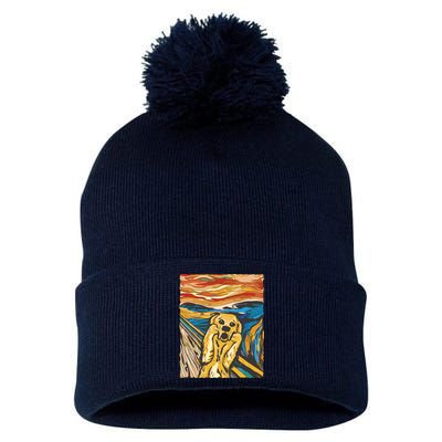 Scream Dog Painting Pom Pom 12in Knit Beanie